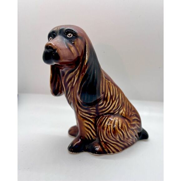 VTG Made In Brazil Handcrafted Ceramic Spaniel Hound Dog Figurine 7” EVC - Picture 1 of 10